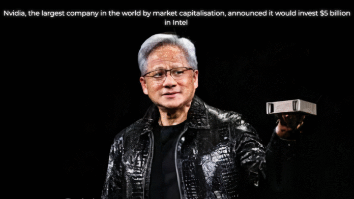 Blue Guest Featured Live Event Twitter Post “Nvidia announces $5 billion investment in Intel – CEO presenting future chip partnership.”