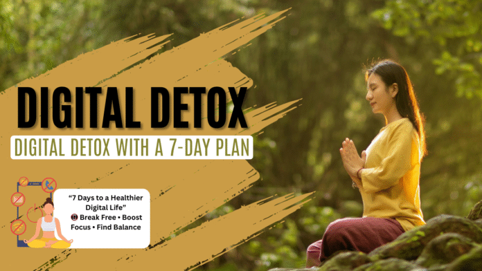 Brown and Yellow Textured Digital Detox Vlog YouTube Thumbnail Digital Detox with a 7-Day Plan