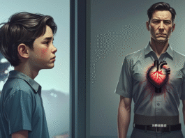 A conceptual image showing a child's silhouette on the left, connected by a timeline to a fading adult silhouette on the right, symbolizing how high blood pressure in childhood can lead to premature heart disease death in adulthood.